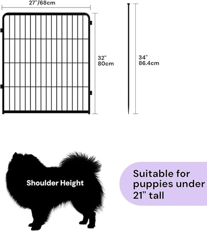 SunsGrove Dog Playpen for Outdoor, Heavy Duty 32 Inch 2 Panels Play Pen for Small and Medium Dogs, Free and Safe Play Dog Fence, Black