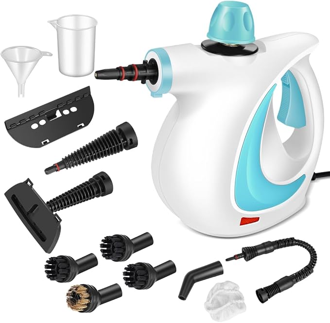 Handheld Pressurized Steam Cleaner with 12 pcs Accessories, Portable Steamer for Cleaning, Steam Cleaner for Home Use, Steamer for Cleaning Car, Furniture, Floor, Upholstery, Grout and Tile, Blue