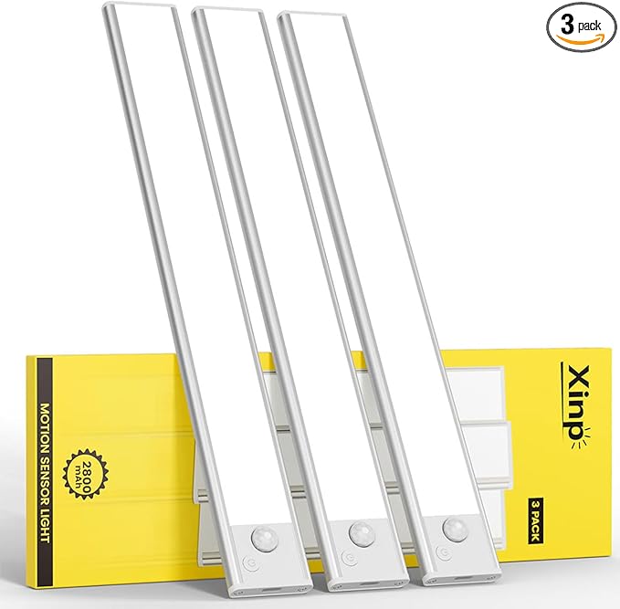 Under Cabinet Lighting, LED Magnetic Motion Activated Under Cabinet Lights, Rechargeable Closet Lights 2800mAh Battery Operated, Wireless Dimmable Under Counter Lights for Kitchen,Hallway 2 Pack
