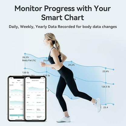 Smart Scale for Body Weight, Digital Bathroom Scale BMI Weighing Bluetooth Body Fat Scale, Body Composition Monitor Health Analyzer with Smartphone App (Black 263)