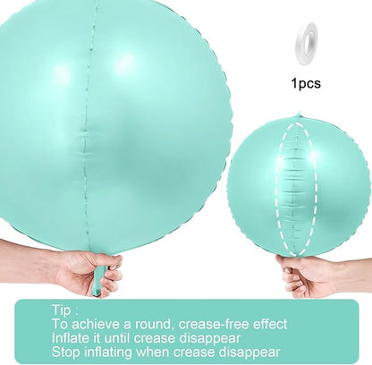 12Pcs Baby Blue Round Foil Balloons, 22" 15" 10" 4D Helium Ball Balloon, Metallic Pastel Teal Blue Foil Balloon for Birthday Wedding Baby Shower Blue Theme Prom Anniversary Party Decorations