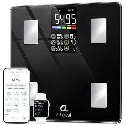 Arboleaf Smart Scale with BMI, Body Fat, Muscle Mass, 14 Composition Metrics, Large LED Display, Digital Bathroom Scale for Weight, Accurate Weighing Machine, App Sync, 500lbs, 11.8"