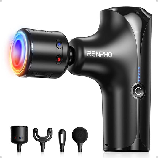 RENPHO Mini Thermacool Massage Gun with Heat and Cold, White Elephant Birthday Gifts for Women Mom, FSA Eligible HSA, Portable Deep Tissue Heated Relief, Travel Massage Gun with Carry Bag