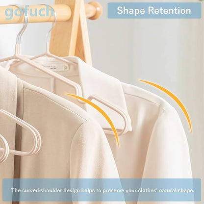 Ultra-Thin Metal Hangers, 100 Pack Non-Slip PVC Coated Space Saving Clothes Hangers for Closet, 16 inch Wide for Suits, Dresses, Jackets（White）