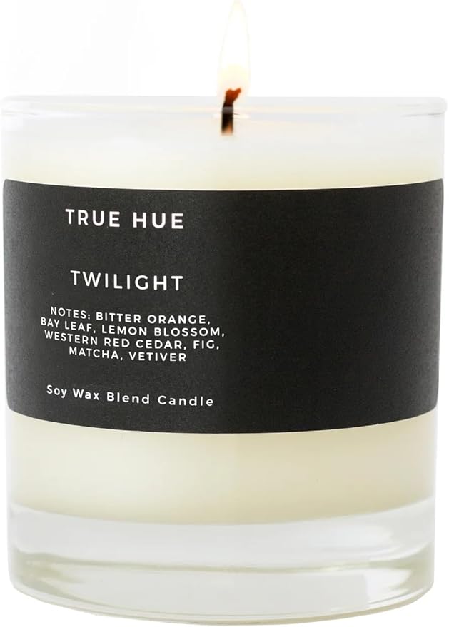 True Hue | Luxury Highly Scented Candle | Premium Soy Wax Blend | 7.75 oz | 40-50 Hour Burn Time | Cotton Wick | Natural Candles | Glass (Twilight)