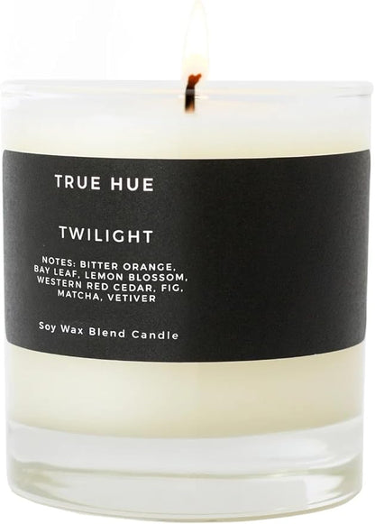 True Hue | Luxury Highly Scented Candle | Premium Soy Wax Blend | 7.75 oz | 40-50 Hour Burn Time | Cotton Wick | Natural Candles | Glass (Twilight)