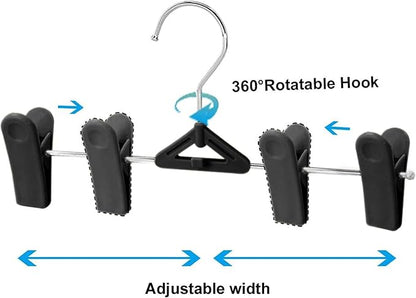 NORTHERN BROTHERS Pants Skirt Hangers 50 Pack - Stackable Space Saving Jeans Shorts Hanger with Clips for Kid, Man, Women, Children, Baby
