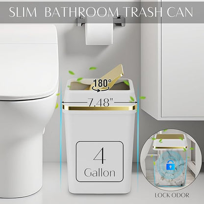 9PCS Bathroom Accessory Set, White Bathroom Set, Bathroom Accessories Set Complete with Trash Can, Toothbrush Holder, Soap Dispenser, Toilet Brush, Bathroom Decor