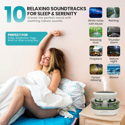 Dreamlax Rain Humidifier for Bedroom – Cool Mist Essential Oil Diffuser, White Noise Machine with 10 Nature Sounds, 7 LED Lights, Remote Control & Decorative Raindrop Lamp