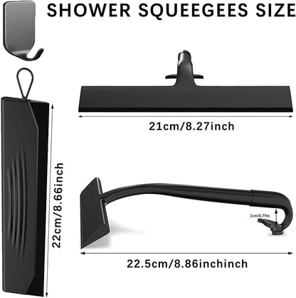 Shower Squeegee for Glass Doors, All-One-Piece Silicone with Built-in Hook Design for Easy Hanging and Cleaning, for Bathroom, Glass, Kitchen, Tile Wall, Car