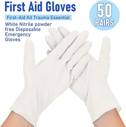 30 Pairs Disposable Emergency Glove Individually Packaged Travel Gloves Travel Trauma Essential Nitrile Glove (White)