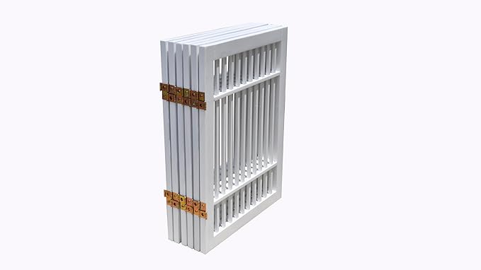 Pet Dog Gate Strong and Durable Freestanding Folding Acacia Hardwood Portable Wooden Fence Indoors or Outdoors by Urnporium (White Pet Gate, 6 Panel 24" Tall)