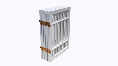Pet Dog Gate Strong and Durable Freestanding Folding Acacia Hardwood Portable Wooden Fence Indoors or Outdoors by Urnporium (White Pet Gate, 6 Panel 24" Tall)