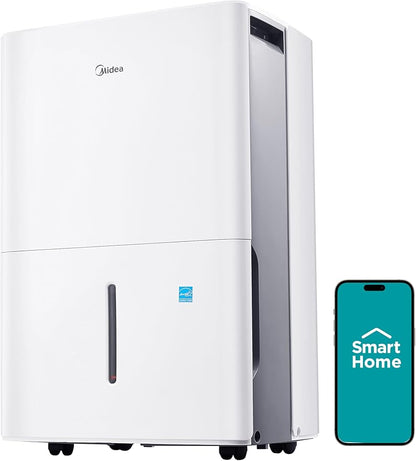 Midea 4,500 Sq. Ft.Dehumidifier for Basement, Energy Star Certified, With Reusable Air Filter 50 Pint - Ideal For Basements, Large & Medium Sized Rooms, And Bathrooms (White)
