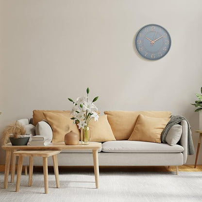 HZDHCLH Modern Wall Clocks Battery Operated,10 inch Grey Clock for Wall,Silent Small Wall Clock for Living Room Bedroom Kitchen Office Nursery Decor