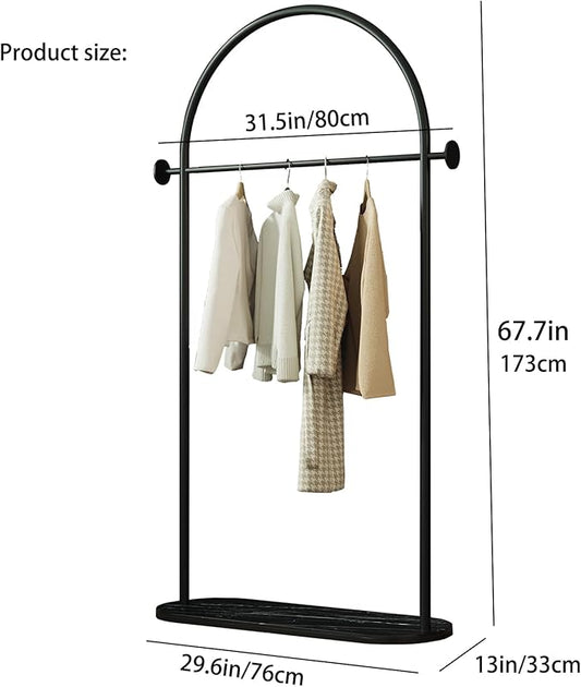 Modern Clothing Rack with Marble Base - Heavy Duty Freestanding Garment Rack for Hanging Clothes, Storage in Bedroom, Living Room, Entryway, Boutiques (black)