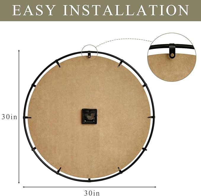 Farmhouse White 30 Inch Wooden Large Wall Clock, Silent Non-Ticking Quartz Movement, Battery Operated Modern Rustic Clock for Living Room, Kitchen, Office, Home Decor