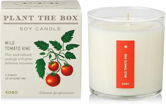 KOBO Wild Tomato Vine Candle with Plantable Box (9 oz) | Plant The Box Collection, 100% Pure Soy Wax Candles | Hand-Poured in USA | Long Lasting 60 Hour Burning Candles | Scented Candles for Home