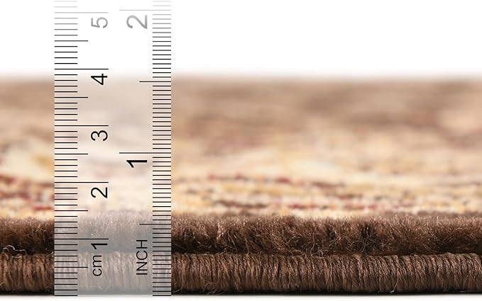 Rugs.com Aditi Collection Rug – 13 Ft Round Brown Medium-Pile Rug Perfect for Kitchens, Dining Rooms