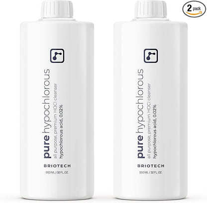 BRIOTECH Pure Hypochlorous Acid Cleanser, Original Premium HOCl Topical Solution, Multi-Purpose Cleaner, Family Approved & Pet Friendly, 32 fl oz Refill (2 Pack)
