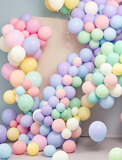 Pastel Macaron Balloons 100 Pack, 12 Inch Latex Helium Rainbow Balloons Garland with Assorted Colors for Birthdays Weddings Baby Showers Graduation Arch Party Decorations