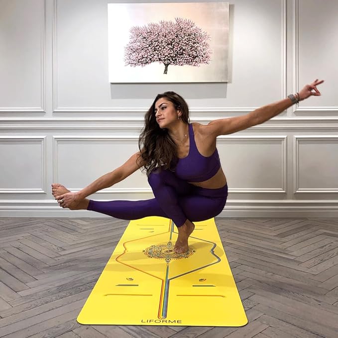 Liforme Printed Yoga Mat Collection - Free Yoga Bag Included - Patented Alignment System, Warrior-like Grip, Non-Slip, Eco-friendly, Sweat-resistant, Long, Wide and Thick for Comfort