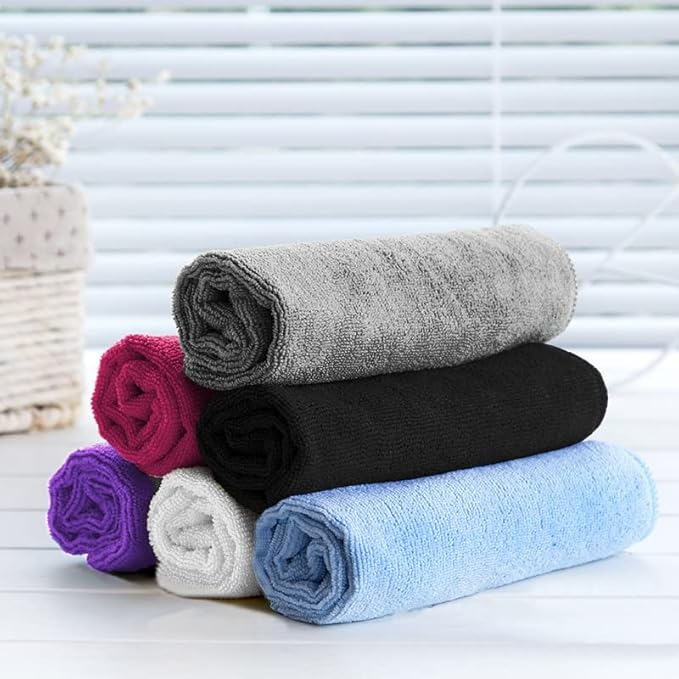 Microfiber Cleaning Cloth-24Pcs (13x13 inch) Ultra Soft Highly Absorbent Rags for Housekeeping-Machine Wash (White)
