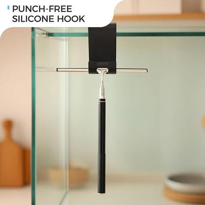 59.5" Long Handle Window Squeegee with Extension Pole, 12.4" Wide Metal Shower Squeegee for Glass Doors, Floor Squeegee for Home Window Cleaning, Tile Wall, Car