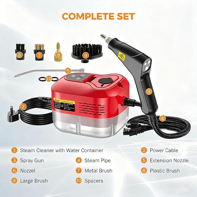 Steam Cleaner for Home, 2500W High-Power Multi-Surface Steamer with 6-Level Adjustment, 10s Fast Heat-Up, 36oz Large Tank for Grout, Upholstery, Car, Kitchen, Bathroom & Floor Cleaning