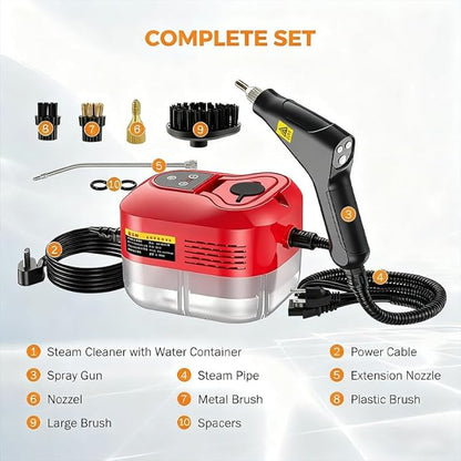 Steam Cleaner for Home, 2500W High-Power Multi-Surface Steamer with 6-Level Adjustment, 10s Fast Heat-Up, 36oz Large Tank for Grout, Upholstery, Car, Kitchen, Bathroom & Floor Cleaning