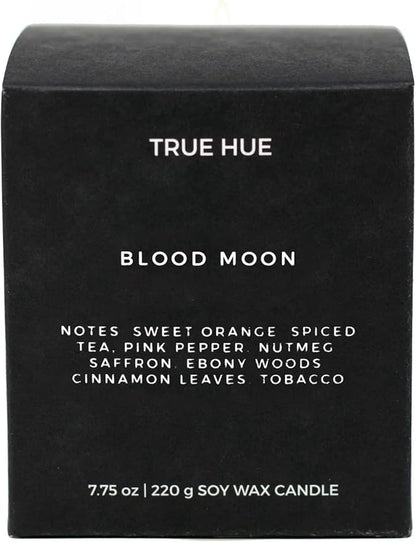 True Hue | Luxury Highly Scented Candle | Premium Soy Wax Blend | 7.75 oz | 40-50 Hour Burn Time | Cotton Wick | Natural Candles | Glass (Blood Moon)