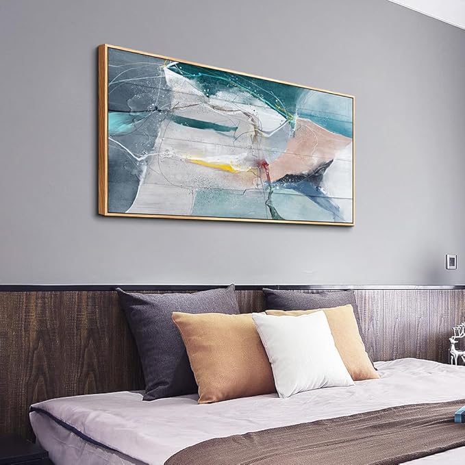 Wapluam Canvas Wall Art For Living Room Modern Large Wall Decorations For Office Bedroom Wall Decor Abstract Ink Wall Pictures Gray Paintings Canvas Art Prints Home Decor Wood Framed Ready to Hang