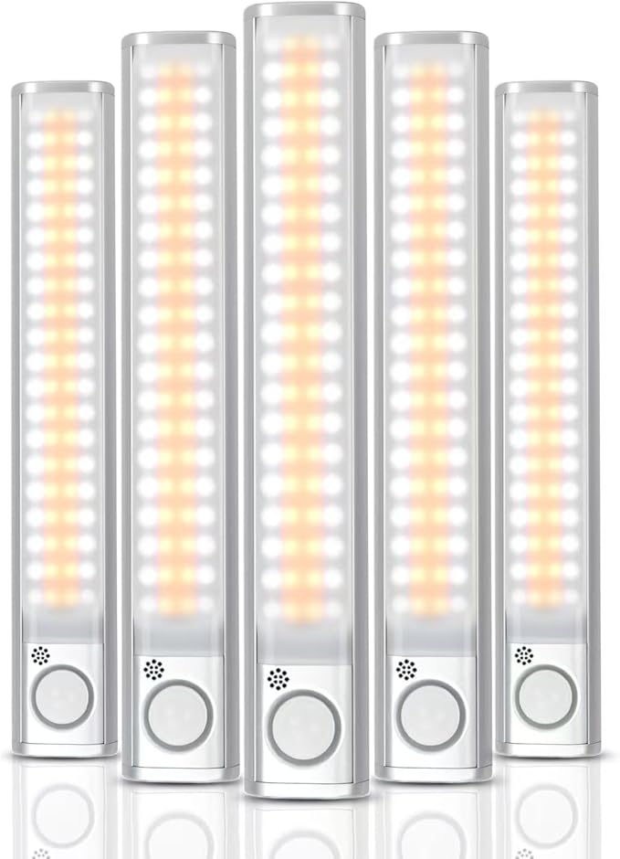 Under Cabinet Lighting, 80 LED Motion Sensor Light Indoor, Rechargeable Closet Light, 3 Color Temps Under Cabinet Lights, Wireless Dimmable Under Counter Lights for Kitchen, Pantry (5 Pack)
