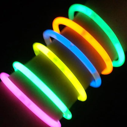 200 Pcs Glow Sticks Bulk Party Pack, 8'' Glow in the Dark Party Supplies, Glow in the Dark Light Up Sticks with Connectors, Party Favors for Birthday, Concert, Raves, Halloween, Christmas