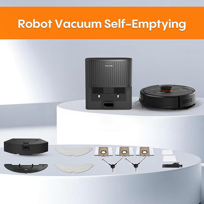 Robot Vacuum and Mop with Self-Emptying,5000Pa Robot Vacuum Cleaner with Mapping, 60-Day Hands-Free Cleaning, LiDAR Navigation, No-Go Zones,Wi-Fi/App/Alexa Control, Ideal for Pet, Hard Floors, Carpet