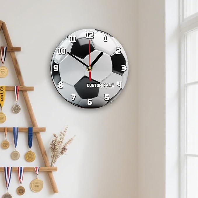 Personalized Clocks with Name Custom Ice Hockey Wall Clock for Home Decoration Fathers Day Dad Gifts Birthday Christmas Creative Clock Customized Gift for Men Women Bedroom Living Room Decor
