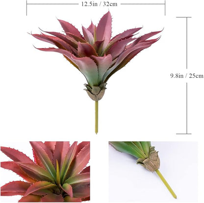 Veryhome Succulents Plants Artificial Aloe Plant, 12.5Inch Large Faux Succulents Unpotted, Premium Crafting DIY Greenery Decor for Indoor & Outdoor(4Pcs-Red)