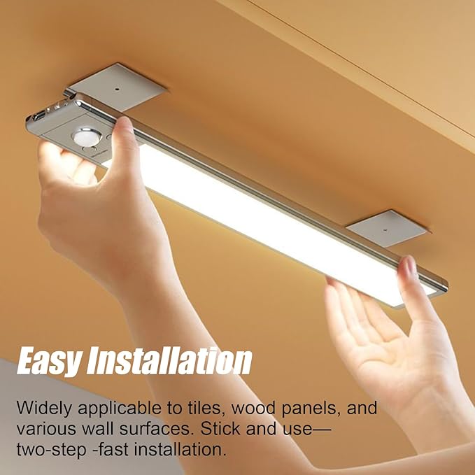 Motion Sensor Indoor Lights, 25x3.8x1 cm, USB Rechargeable Touch-Control Light for Closet, Hall, Kitchen, Night, Home, Safe Lighting for Family, Friends