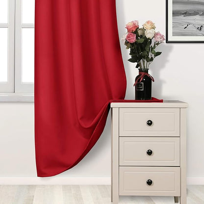 DWCN Red Curtains for Bedroom, Blackout Drapes 63 Inch Length for Living Room, Thermal Room Darkening Window Treatments - 42W x 63L Inch, 2 Panles