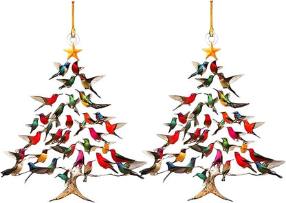 Hummingbird Christmas Ornament, Colorful Hummingbirds Tree Decor, Stacked Hummingbird Ornament for Christmas, Winter Hummingbirds Home Decoration, for Bird Lovers (1PC)(2pcs)