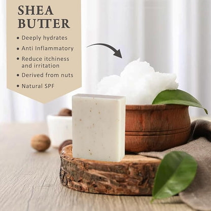 Oatmeal & Bran Scented Natural Soap Bars (12 Bars), 3.5oz Moisturizing French Triple Milled Soap Bars Enriched with Shea Butter - Pure Plant Oil Bath & Body Bars
