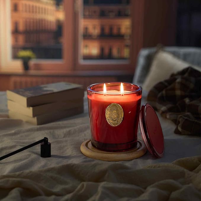 M&SENSE Large Two-Wick Soy Candle | Wild Rose & Red | 19.8 oz, 120H Burn Time | Luxury Scented Candle for Relaxation, Gifting, Home Décor | Ideal for Bedroom, Office, Party Ambiance