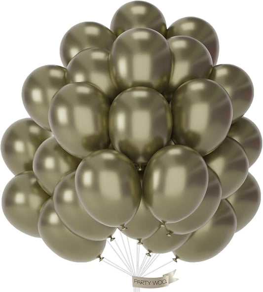 PartyWoo Metallic Camo Dark Forest Hunter Green Balloons 50 pcs 12 Inch Green Balloons for Graduation Wedding Birthday Boho Neutral Color Party Decorations Green-G126