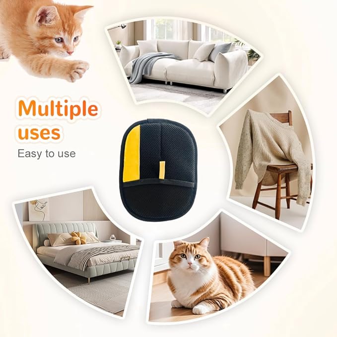 Pet Hair Removal Glove, Dog Cat Hair Gloves for Pet Hairs Removal, Reusable Pets Grooming Gloves for Dogs Cats, Washable Pets Hairs Remover Electrostatic Glove for Bed Couch Clothes Carpet (2pcs)