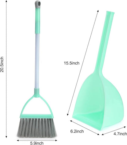 Nicunom Set of 4 Mini Broom with Dustpan for Kids, Children Broom and Dustpan Set Toddler Cleaning Set Boys Girls Little Housekeeping Helper Set for Kitchen Bathroom Pet
