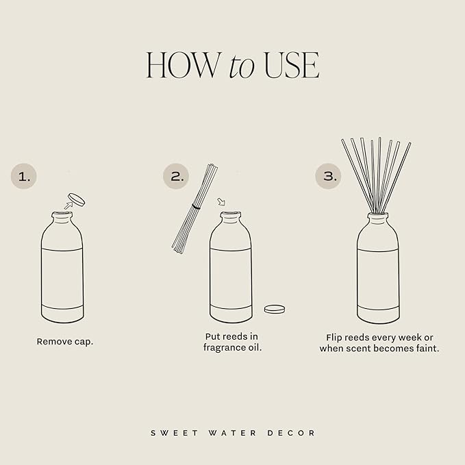 Sweet Water Decor Wildflowers and Salt Reed Diffuser Set - Lemon, Rosemary, and Leafy Green Scented Diffusers - Scent Diffusers for Home, Long Lasting Fragrance, Made in The USA