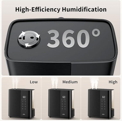 JRD Warm & Cool Mist Humidifiers for Bedroom 5L, Quiet Ultrasonic Air Humidifier Fast Symptom Relief, 50H Runtime, Oil Diffuser, 12H Timer, 7 Color Light for Large Room, Office, Baby, Plants-Black
