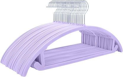 MIZGI Premium Velvet Hangers 50 Pack Heavyduty- Non Slip No Shoulder Bump Suit Hanger - Chrome Hooks,Space Saving Clothes Rounded Shape for Coat,Sweater,Jackets,Pants