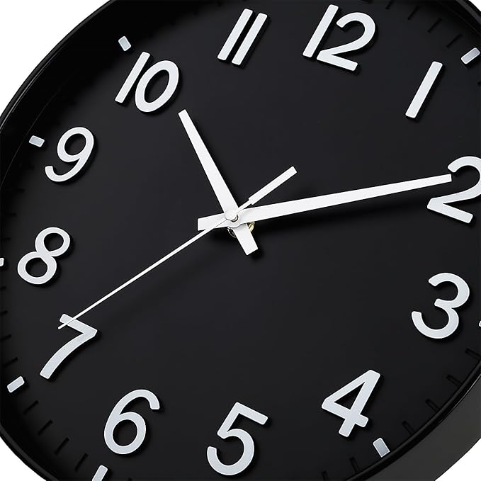 HZDHCLH Black Wall Clocks Battery Operated 12 inch Silent Non Ticking Modern Wall Clock for Living Room Bedroom Kitchen Office Decor