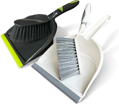 Dust Pan and Brush Set Small–Mini Broom and Dustpan Set 2 Pack, Hand Broom and Dustpan Set, Handheld Dustpan and Brush Combo for Kitchen, Desktop, Sofa, Car, Animal Cages